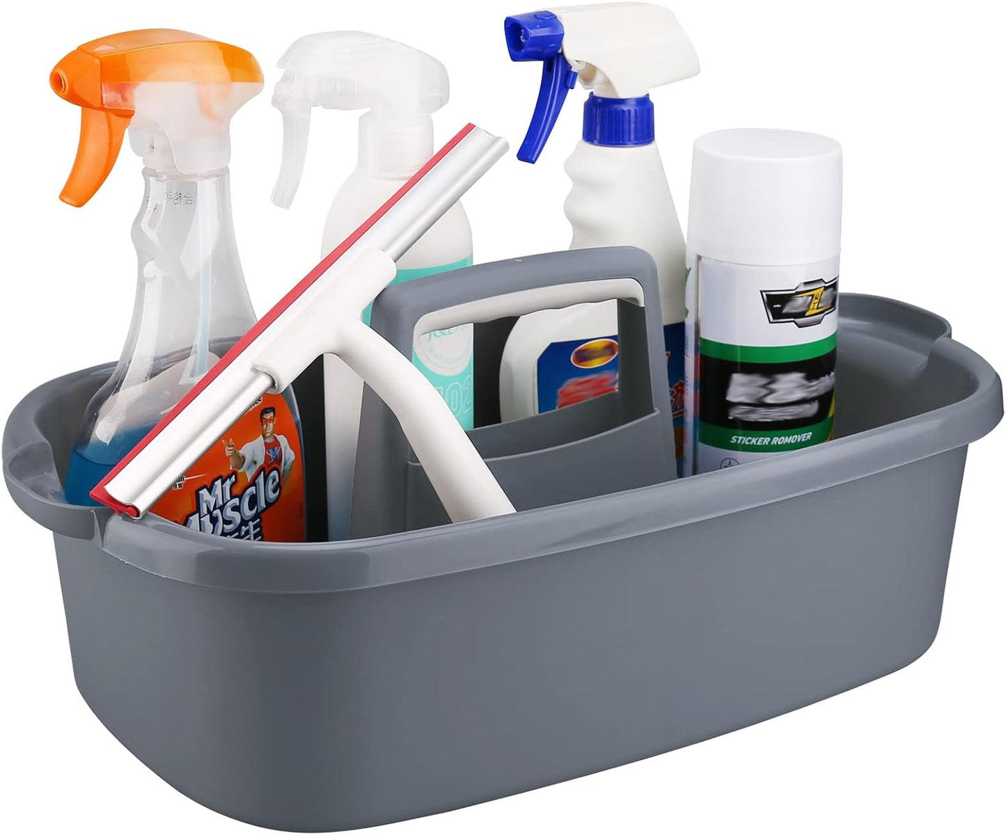 Cubo plástico organizador limpieza hogar asa color gris