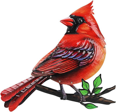 Arte pared pájaro rojo gran cardenal metal decoración colgante