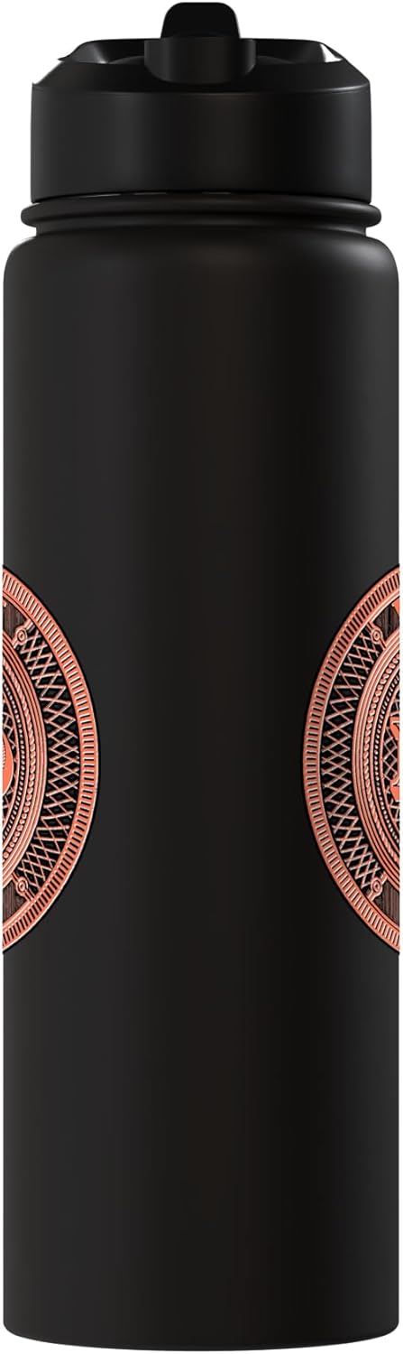 Botella de agua acero inoxidable con diseño gráfico coral