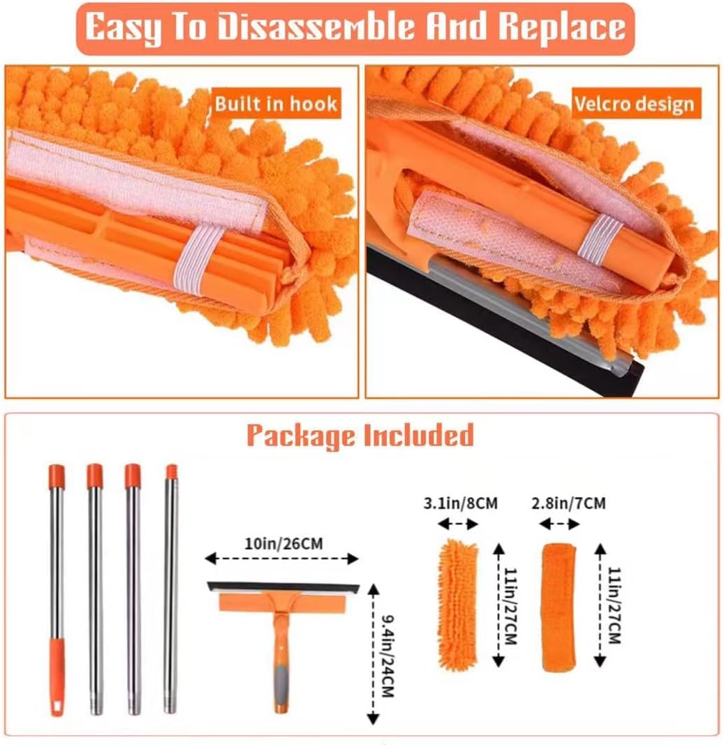 Kit limpiador ventanas 2en1 poste flexible naranja