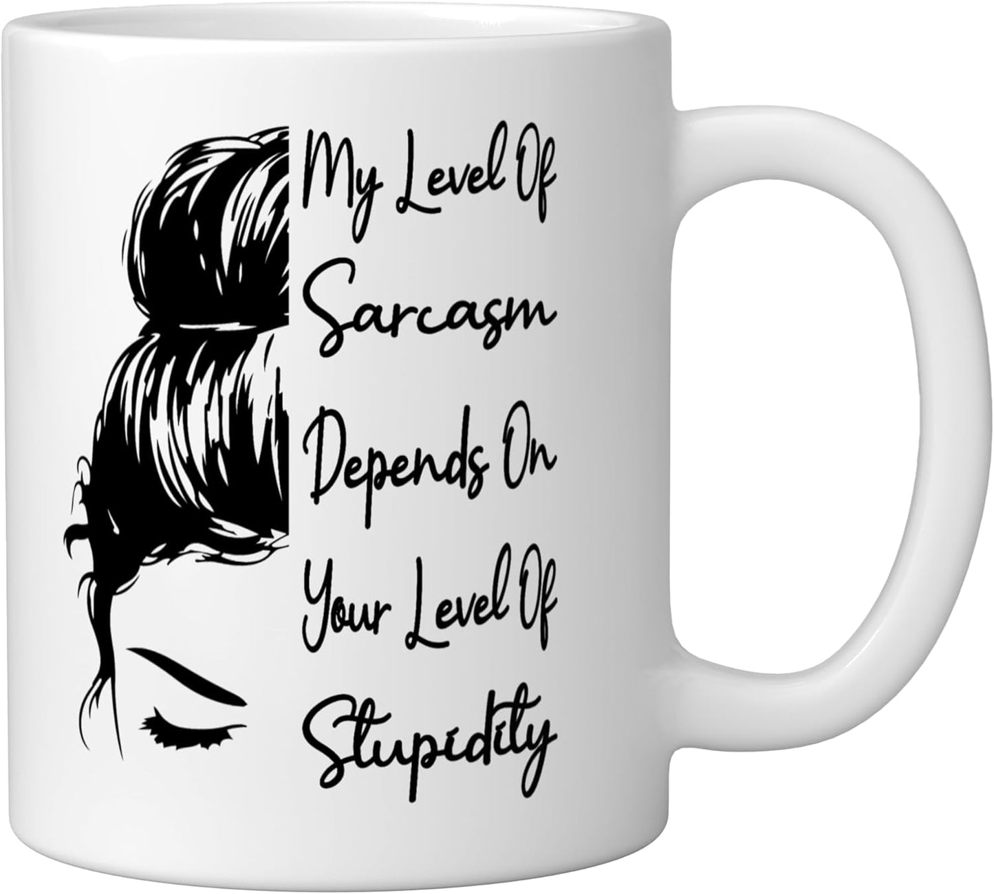 Taza cerámica divertida blanco nivel de sarcasmo depende de tu nivel de estupidez