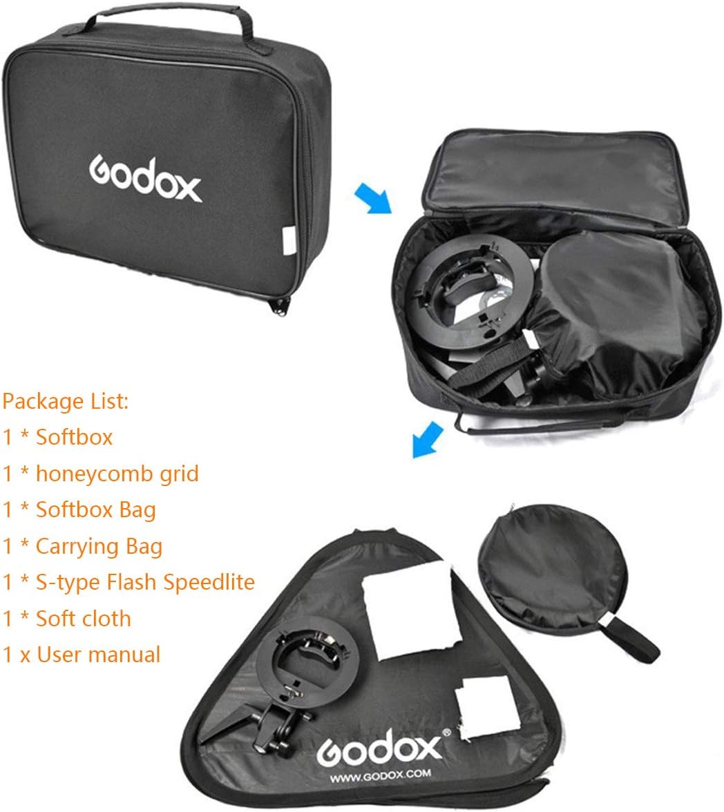 Soporte S Bowens Holder 32x32 pulg con softbox y rejilla