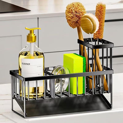 Organizador fregadero alambre negro bandeja goteo 9.1x3.7x6.2pulg