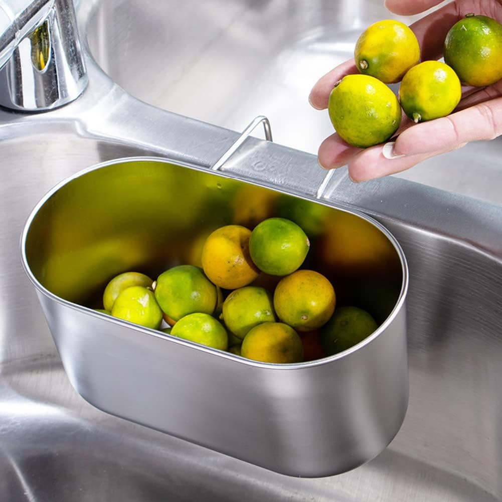 Cesta drenaje fregadero acero inox con colador y estante
