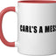 Taza cerámica Funny Carl's A Mess Meme Roja/Blanca