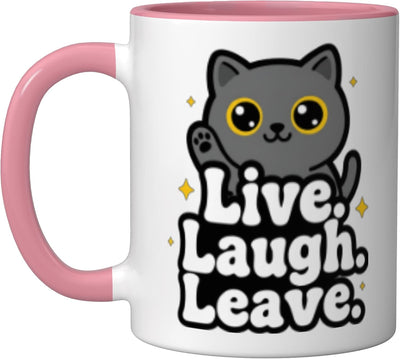 Taza Cerámica Frases Divertidas Gato Sarcastico Rosa/Blanco
