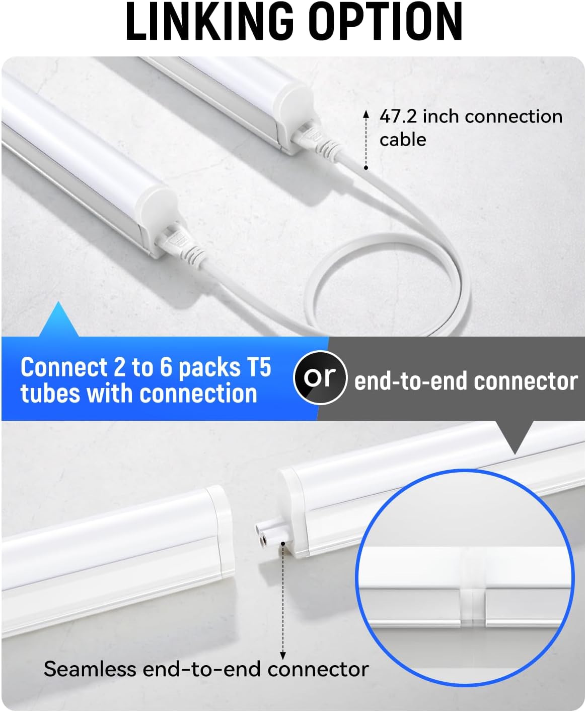6 Lámparas LED T5 4ft 20W Blanco Superbrillante