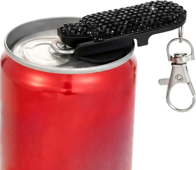 Abrelatas fácil con llavero para refrescos y bebidas sin fugas (negro)