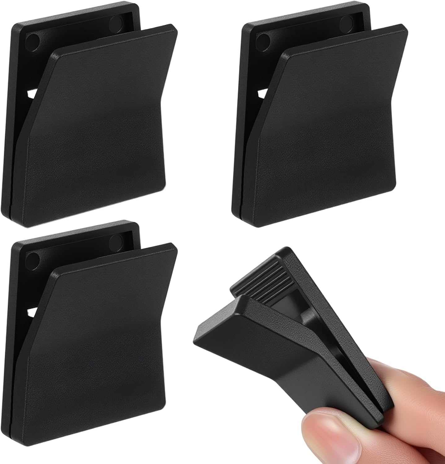 4 Clips Adhesivos Pared Negro para Colgar Tapiz Hogar