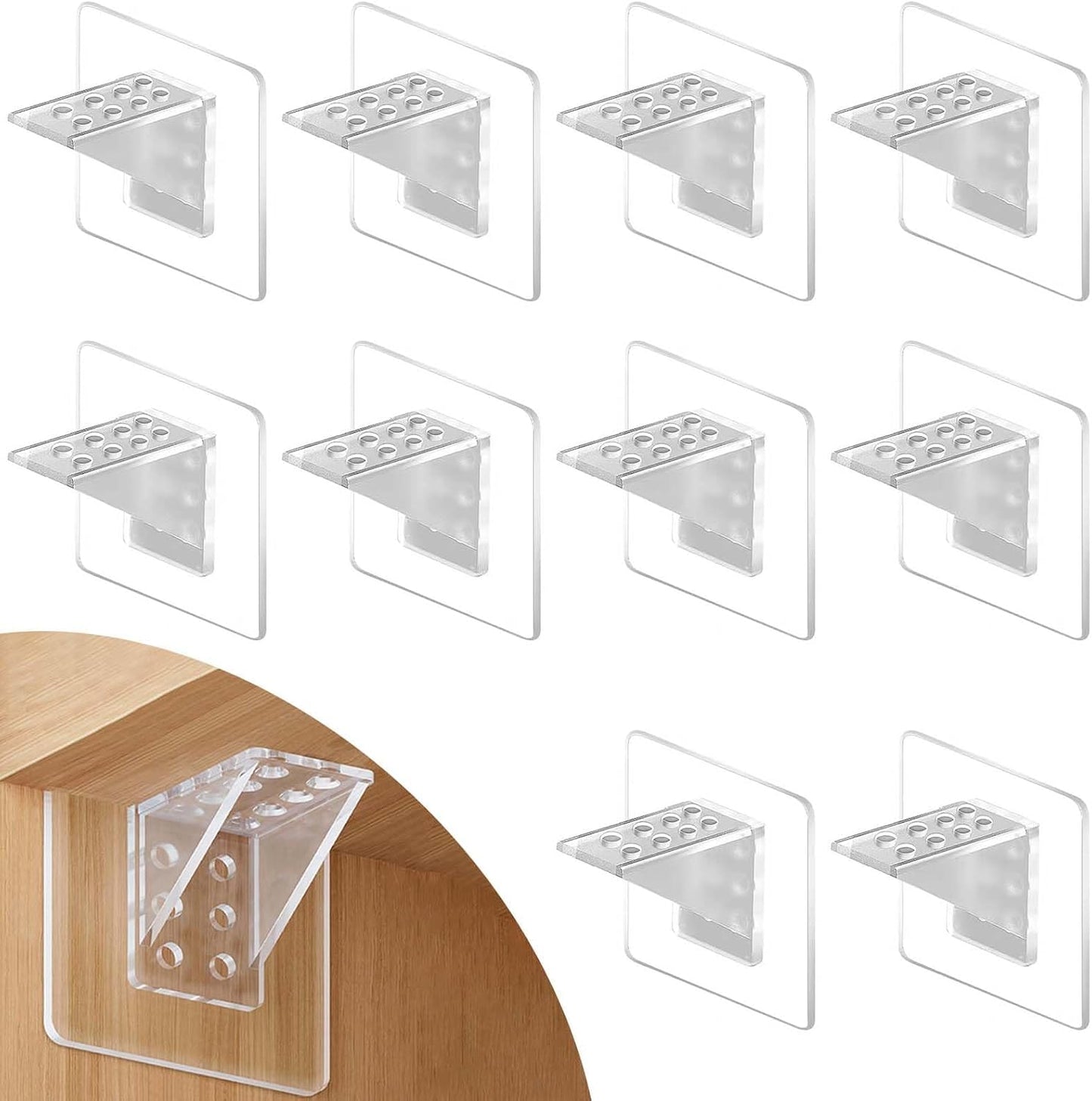 10 Pzas Soportes para Estante L-Shaped Autoadhesivo para Cocina