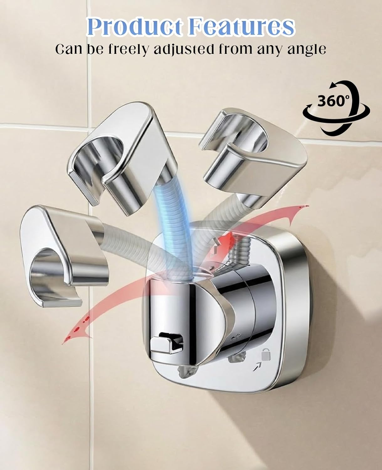 Soportes ducha ajustables 360° sin taladro para pared