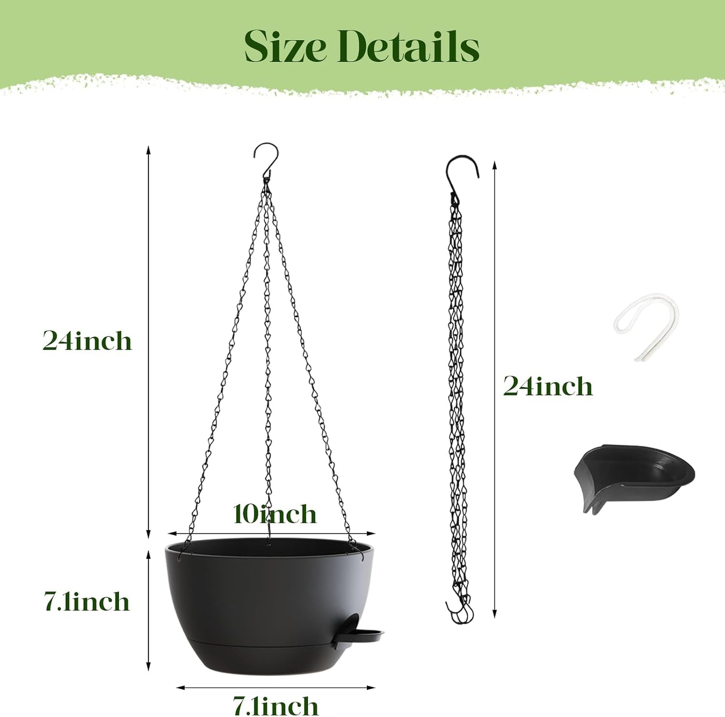 Macetas colgantes 10pulg set 2 plástico negro