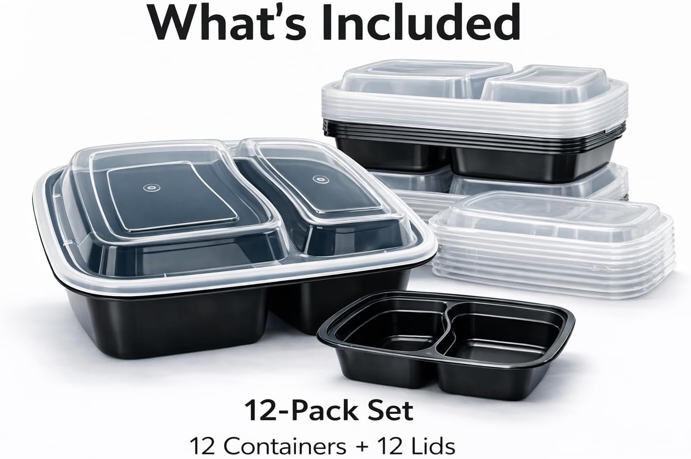 Paquete de 12 recipientes de comida 28 oz con tapas transparentes
