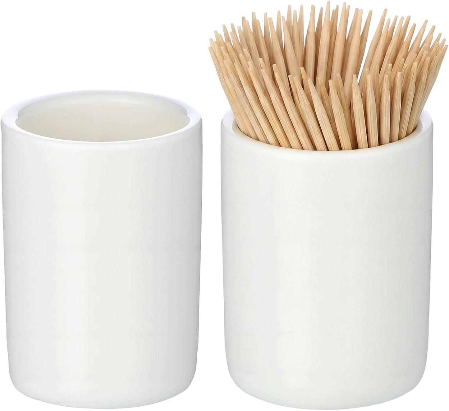 Dispensador palillos dientes 2uds soporte porcelana blanco