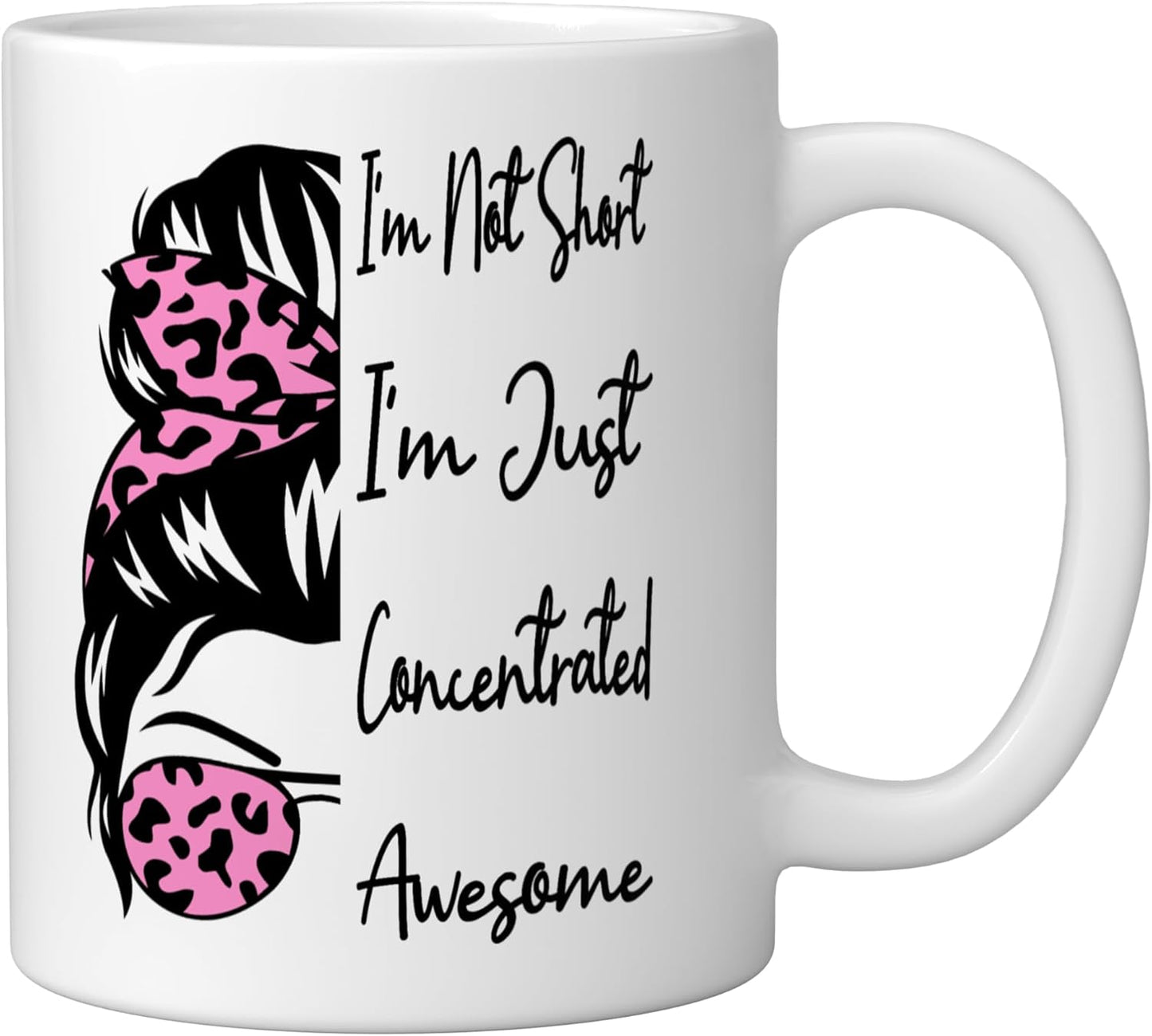Taza de cerámica para chica alta divertida con mensaje 'No soy baja, solo estoy concentrada'