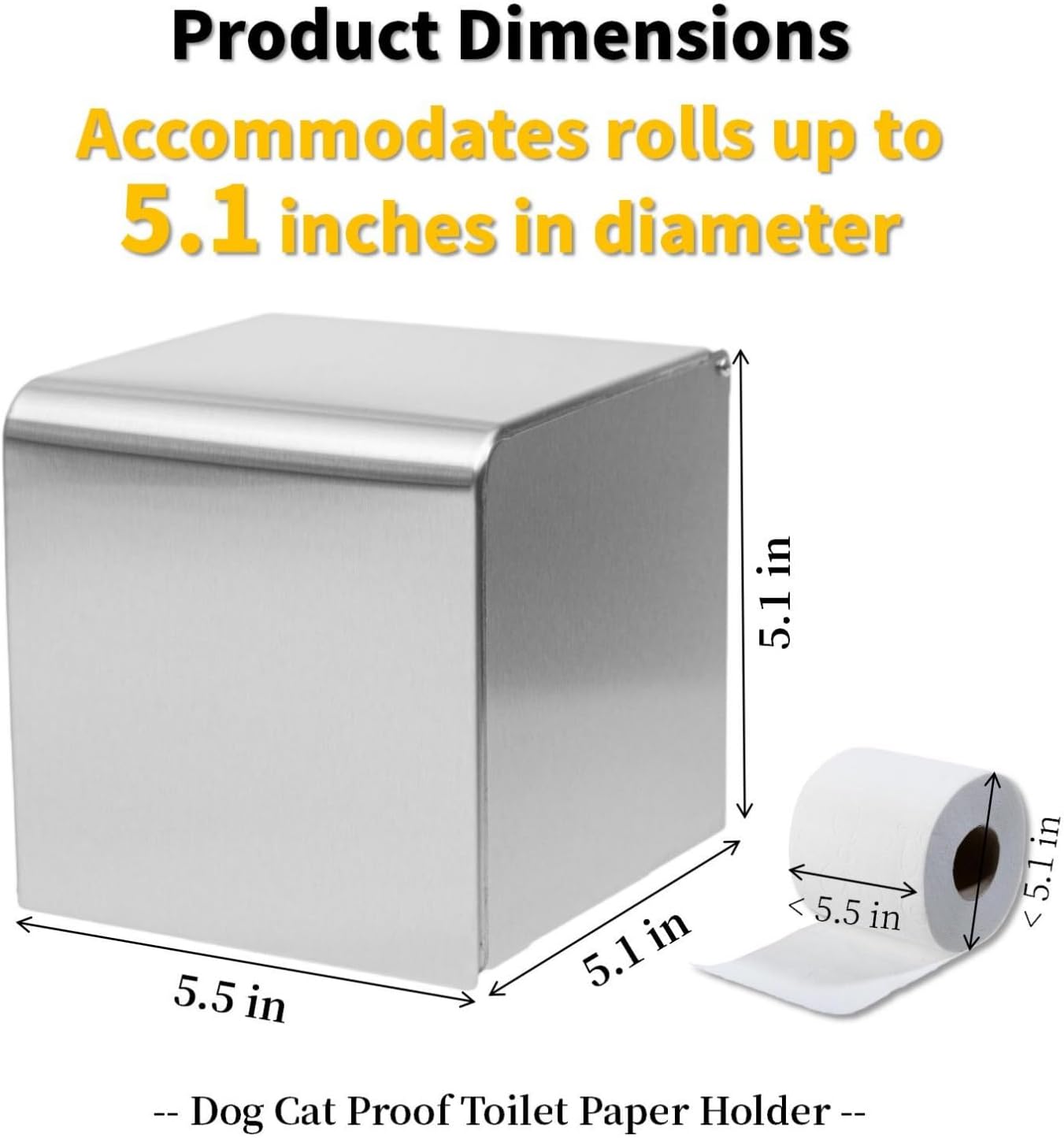 Soporte papel higiénico acero inox cubierto anti mascotas