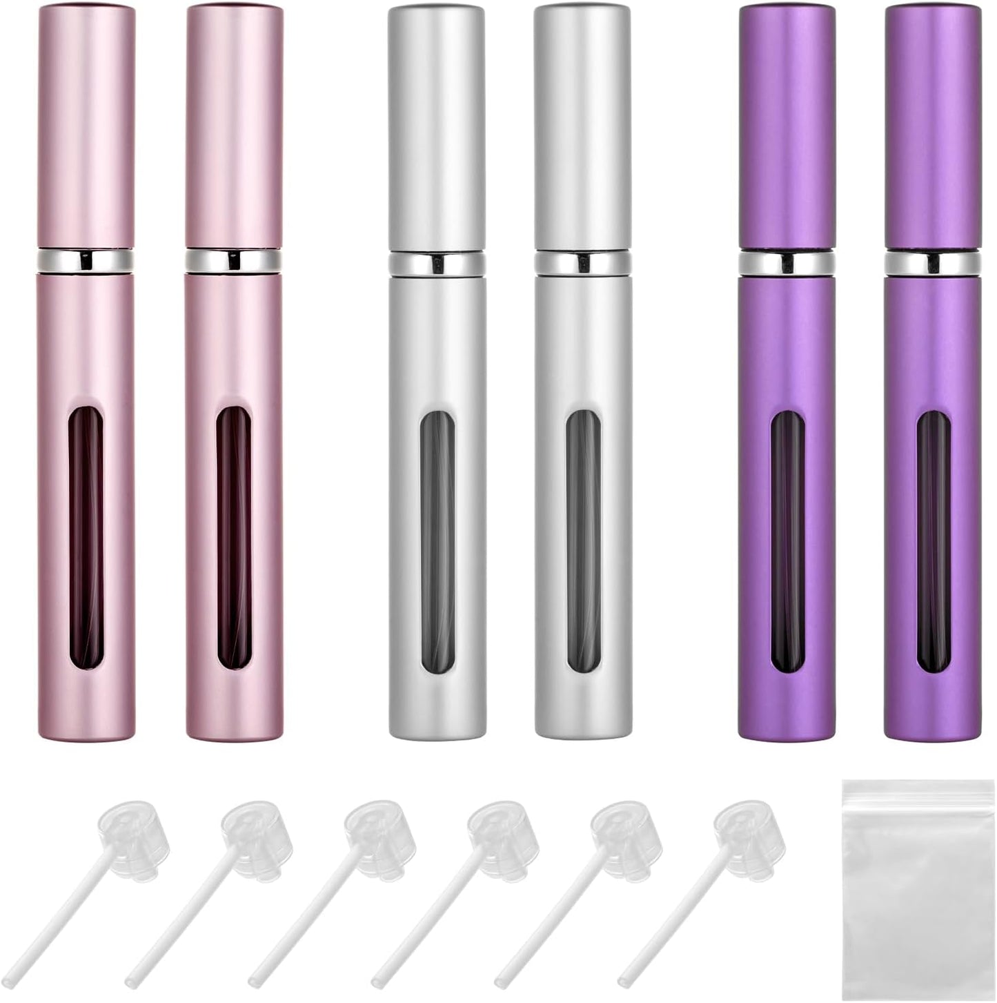 Atomizador perfume viaje 6uds 0.2oz rosa plata morado