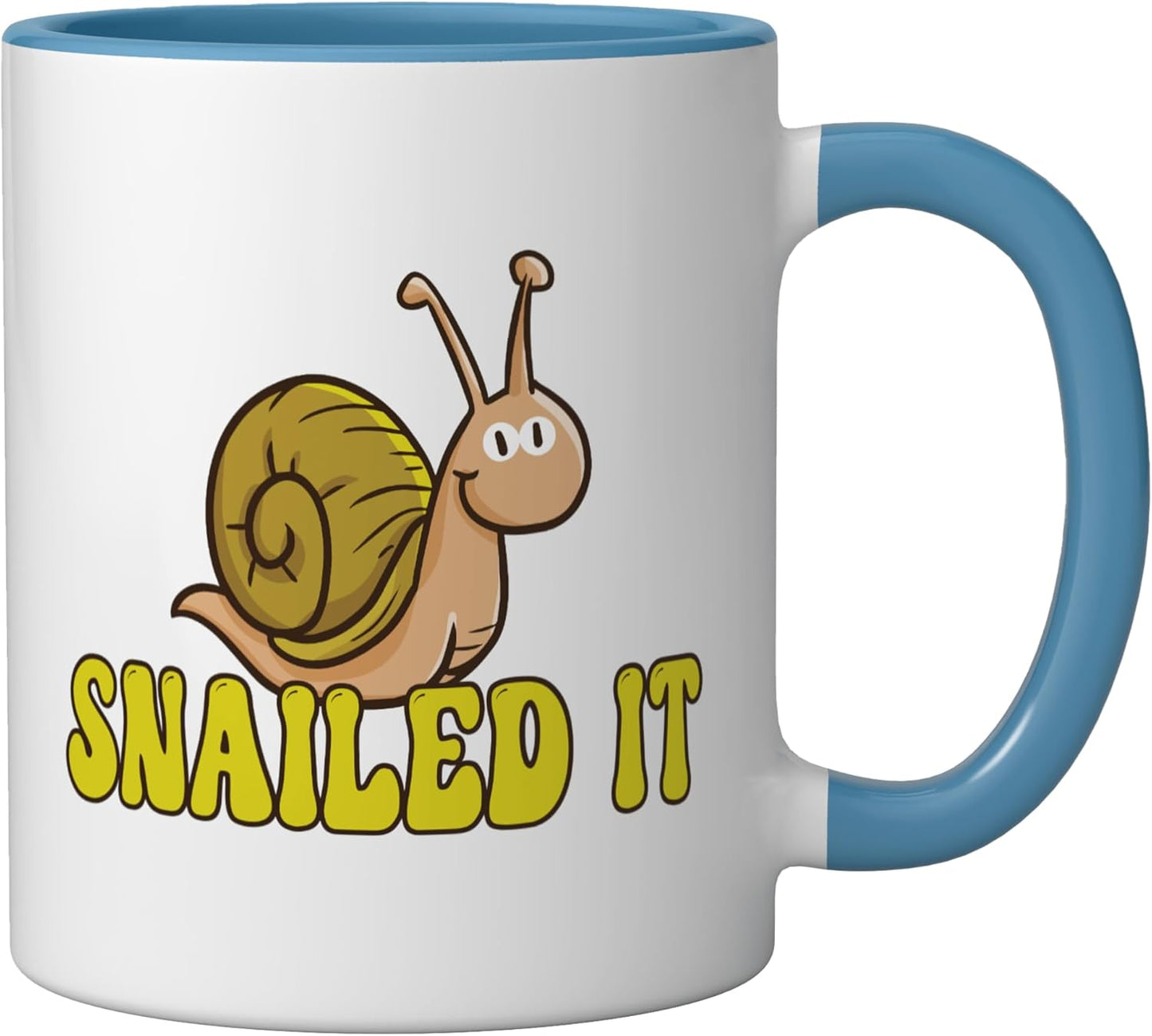 Taza Cerámica Caracol Frase Divertida Azul Blanco