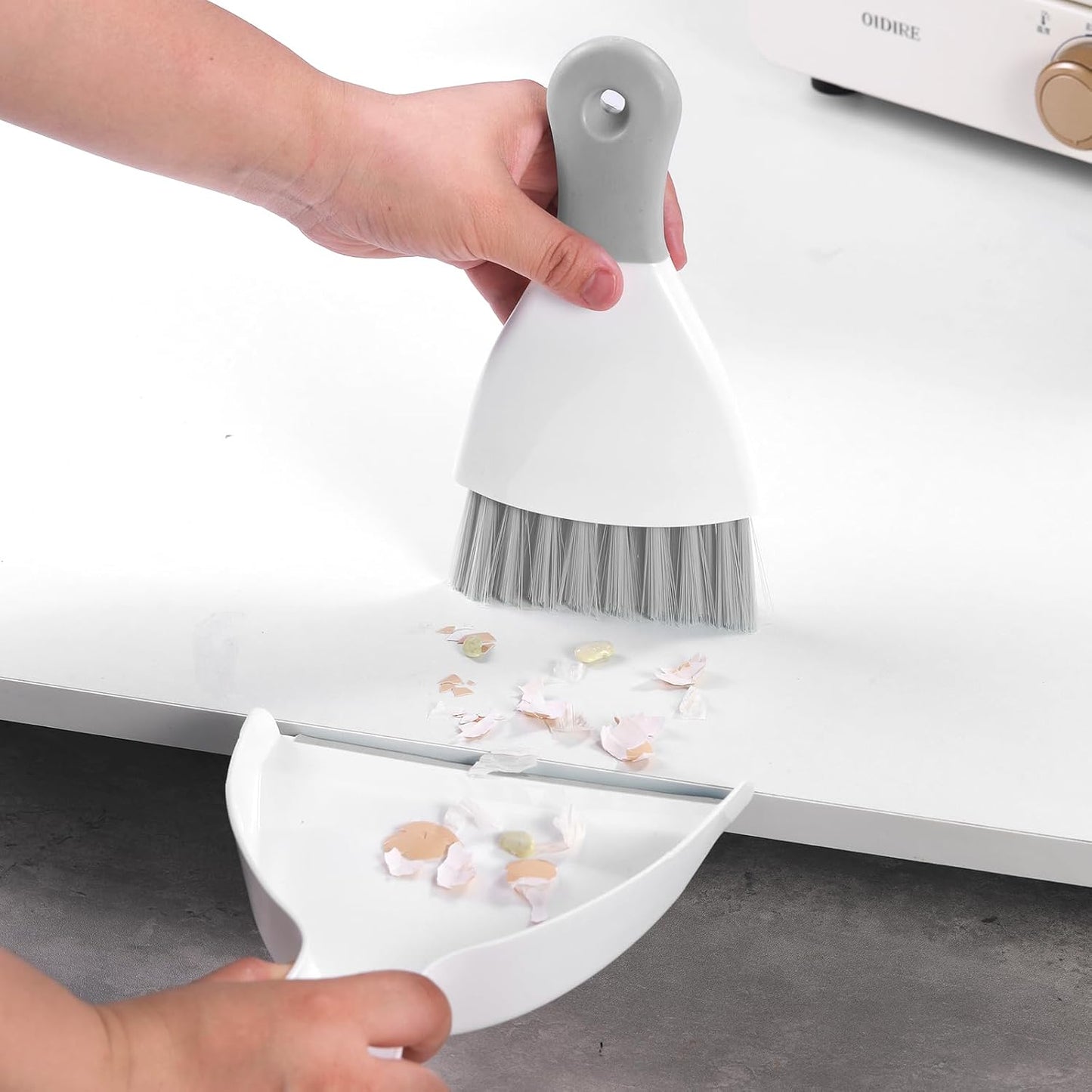 Set 2 Recogedor Escoba Mini para Teclado Hogar Sofá Cocina Blanco Gris