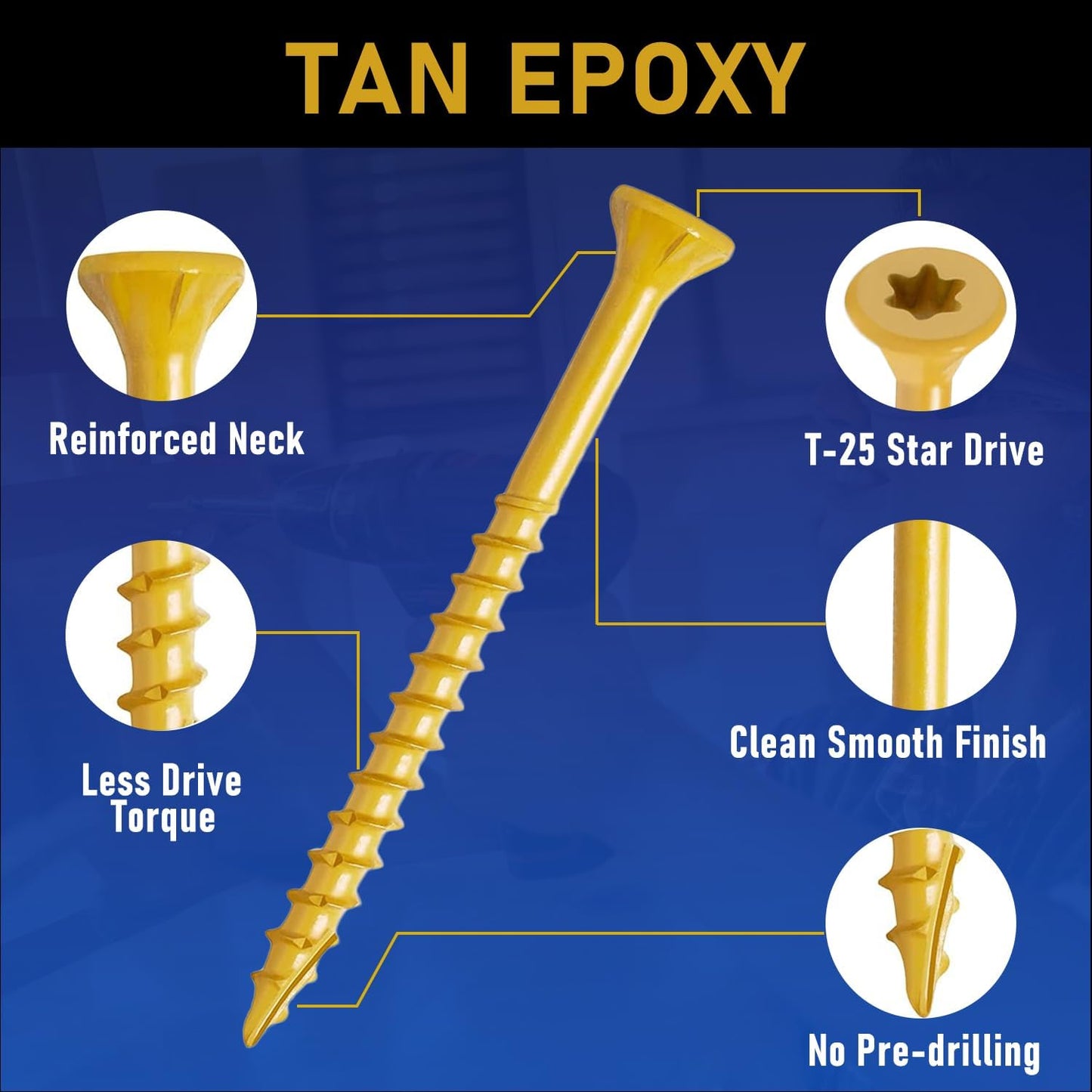 Tornillos cubierta #10x3.5pulg Torx epoxi resistente