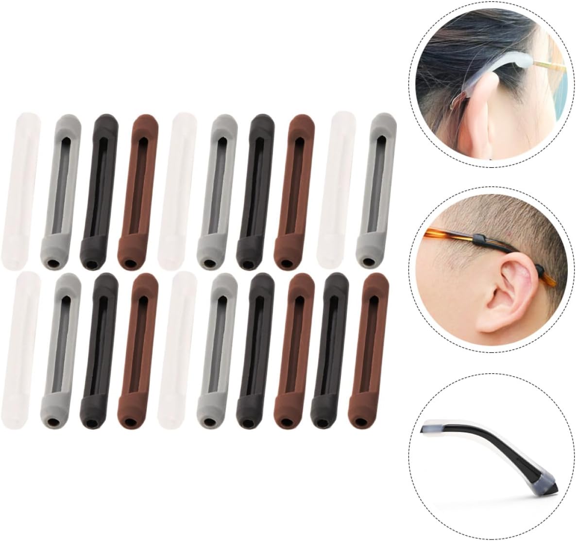 20 Pzas Ganchos Antiderrap Silicona para Lentes con Cojines