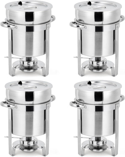 Set 4 Calentadores Sopa Acero Inox 11qt Con Tapa