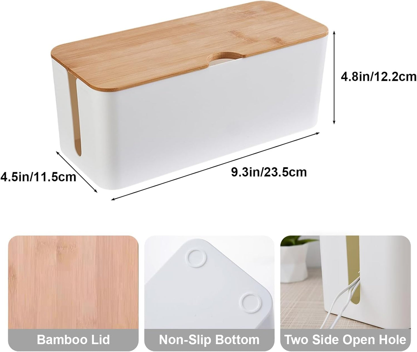 Caja organizadora cables escritorio blanco