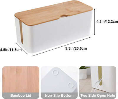 Caja organizadora cables escritorio blanco