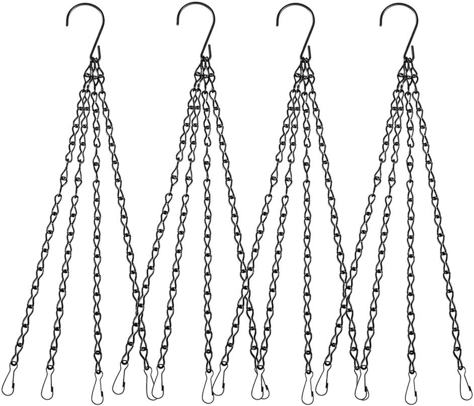 4 Cadenas Colgantes 24pulg con Ganchos para Macetas Negro
