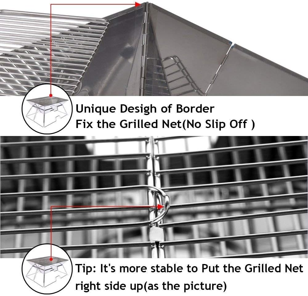 Parrilla plegable acero inox para barbacoa de carbón