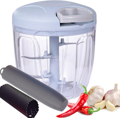 Picador de verduras con peladores de ajos y cortador manual sin BPA