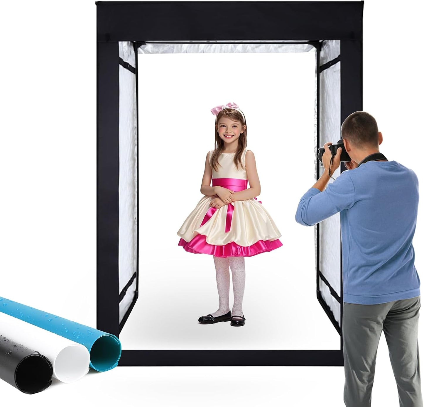 Caja luz estudio 48x56pulg 6 paneles LED con fondos