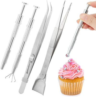 4 herramientas chispas acero inox para decorar pasteles y cupcakes