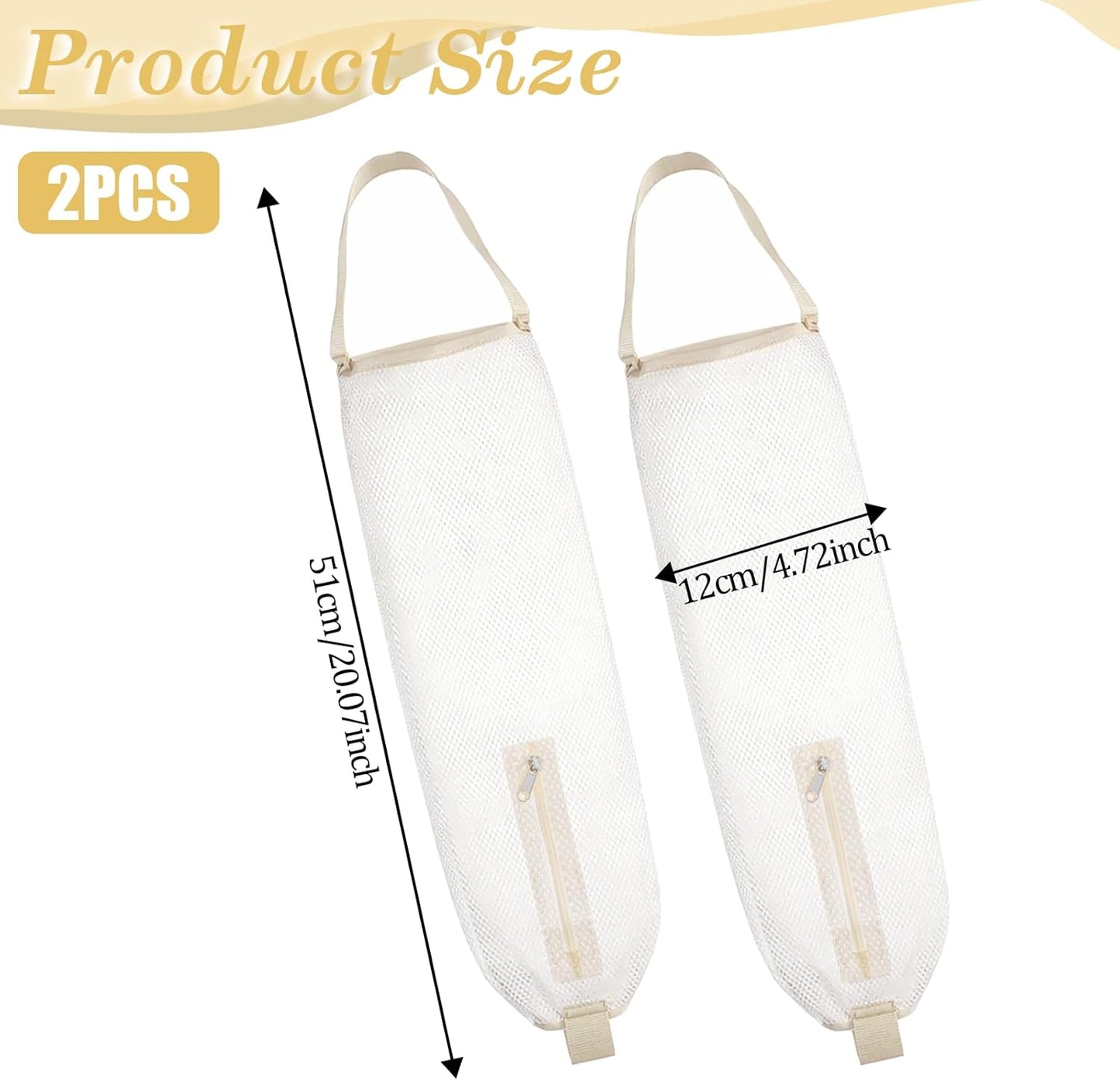 2 Pzas Soporte Malla para Bolsas Comestibles Reutilizables Blancas