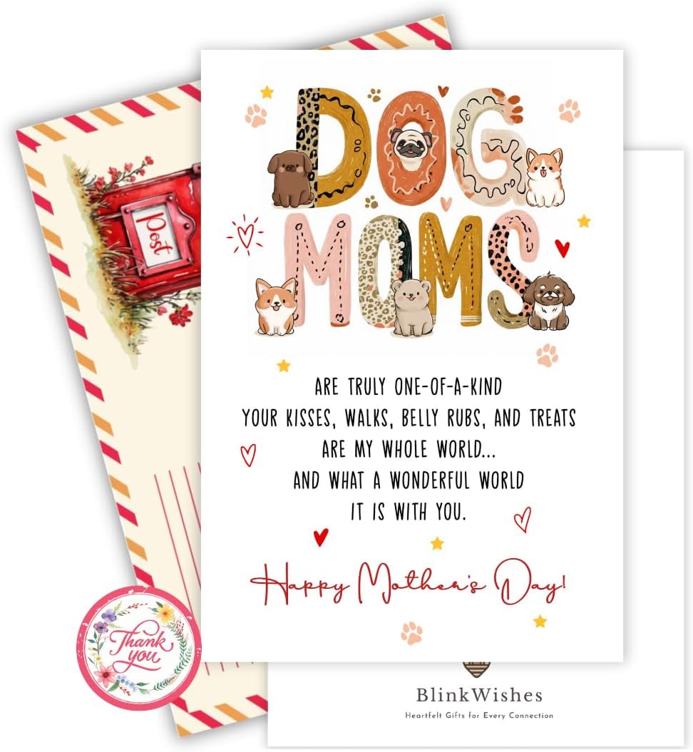 Tarjeta día madre perro con sobre y sello