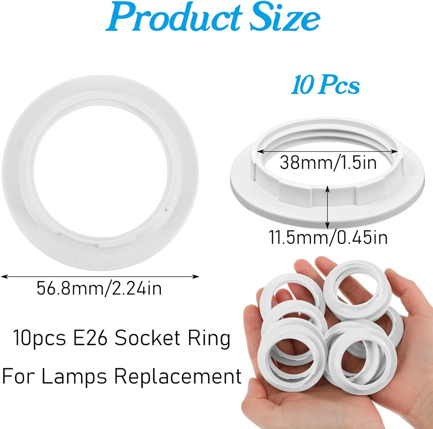 Anillo adaptador lámpara E26/E27 plástico PET 1.5pulg