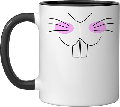 Taza de cerámica para cara de conejo negro/blanco