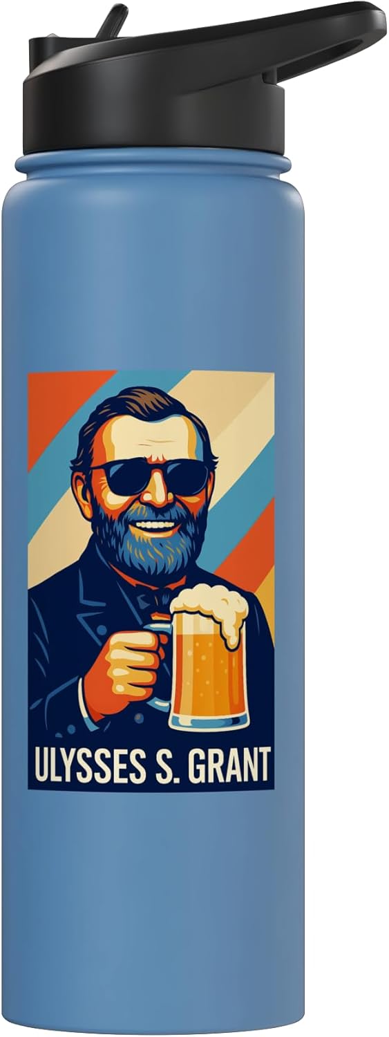 Botella de agua acero inoxidable sin BPA con imagen de Ulysses S. Grant