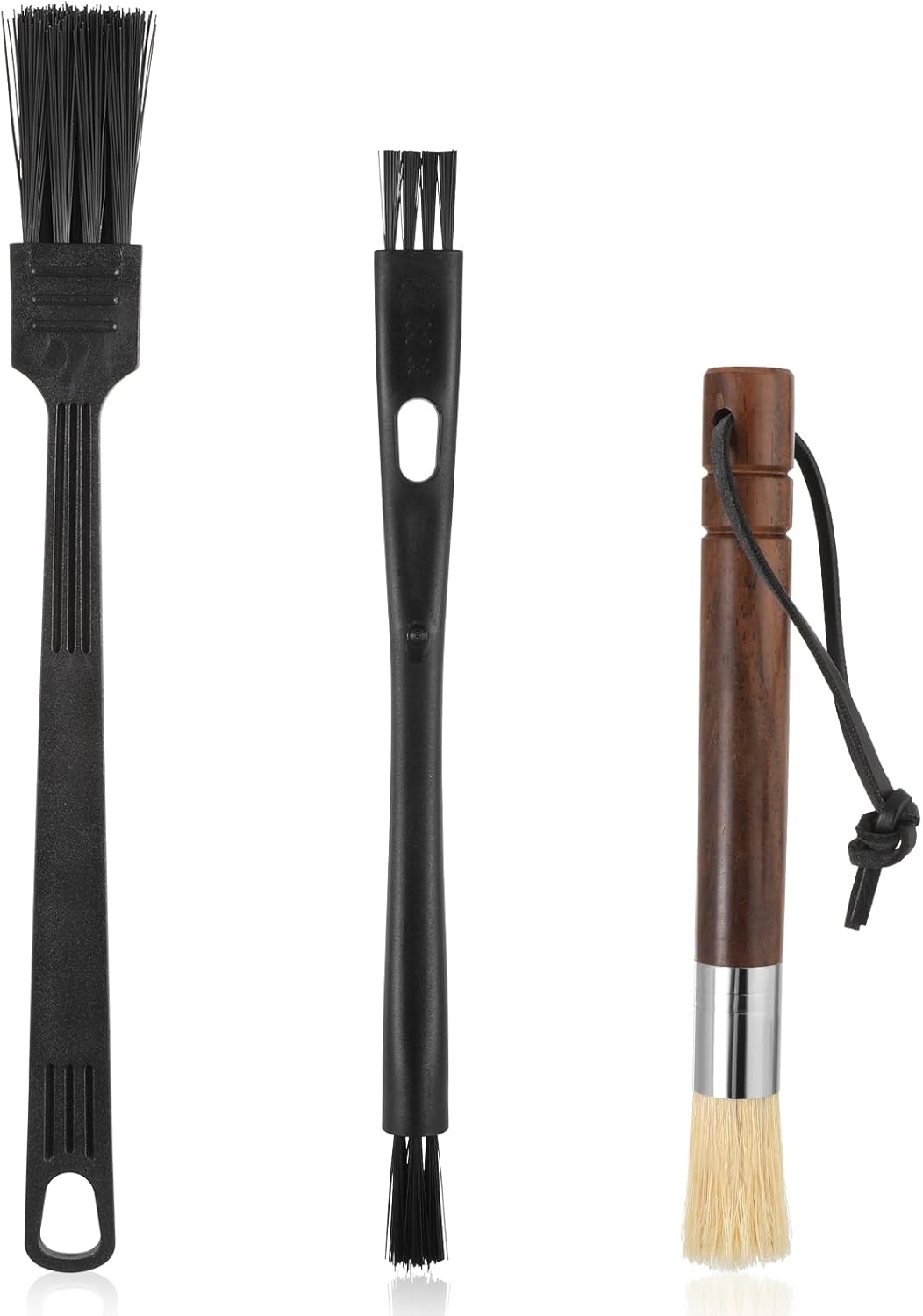 Set 3 Cepillos Limpieza Molinilla Espresso Mango Madera