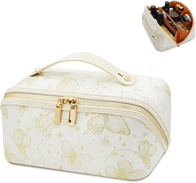 Bolsa maquillaje viaje impermeable plana beige moda