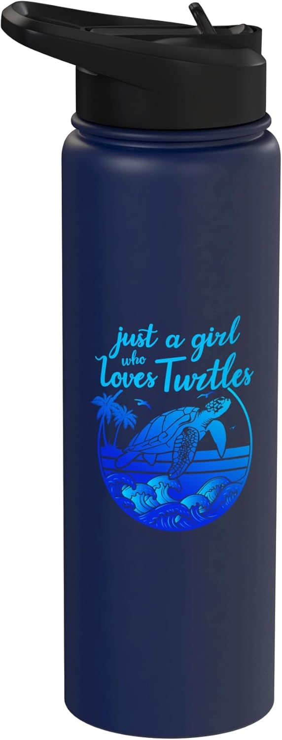 Botella de agua acero inoxidable aislada para amantes de las tortugas