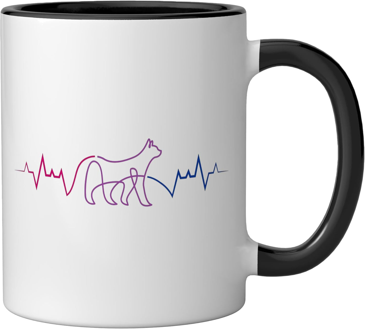 Taza Cerámica Arte Linea Gato Negro/Blanco