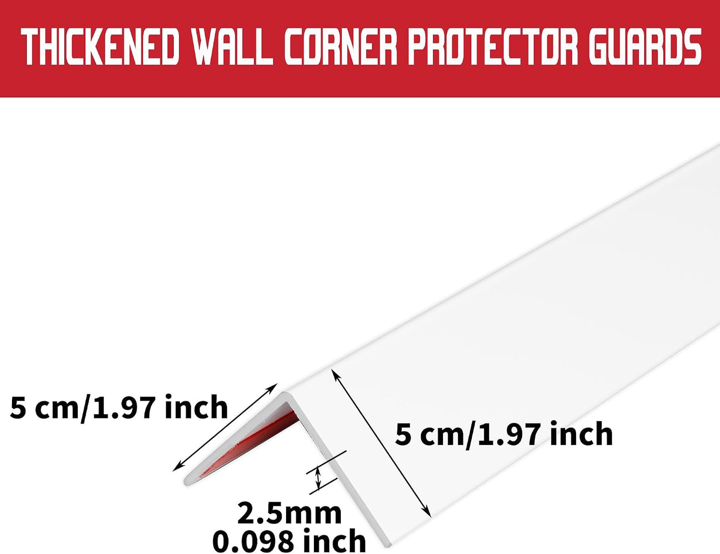 Protector esquina pared PVC autoadhesivo para muebles 1.97x48pulg