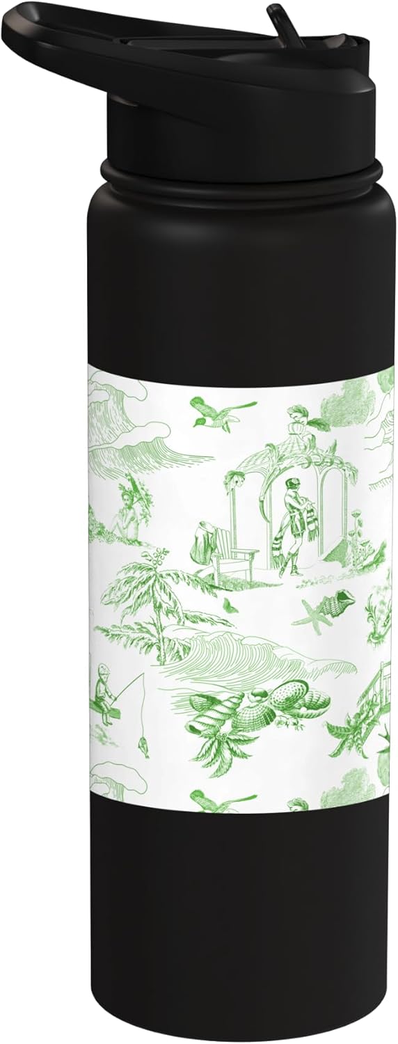 Botella de agua acero inoxidable sin BPA Kelly Green Toile