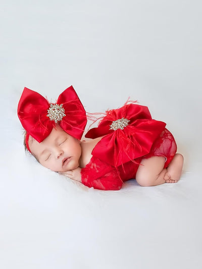 Traje encaje niña diadema flores recién nacido