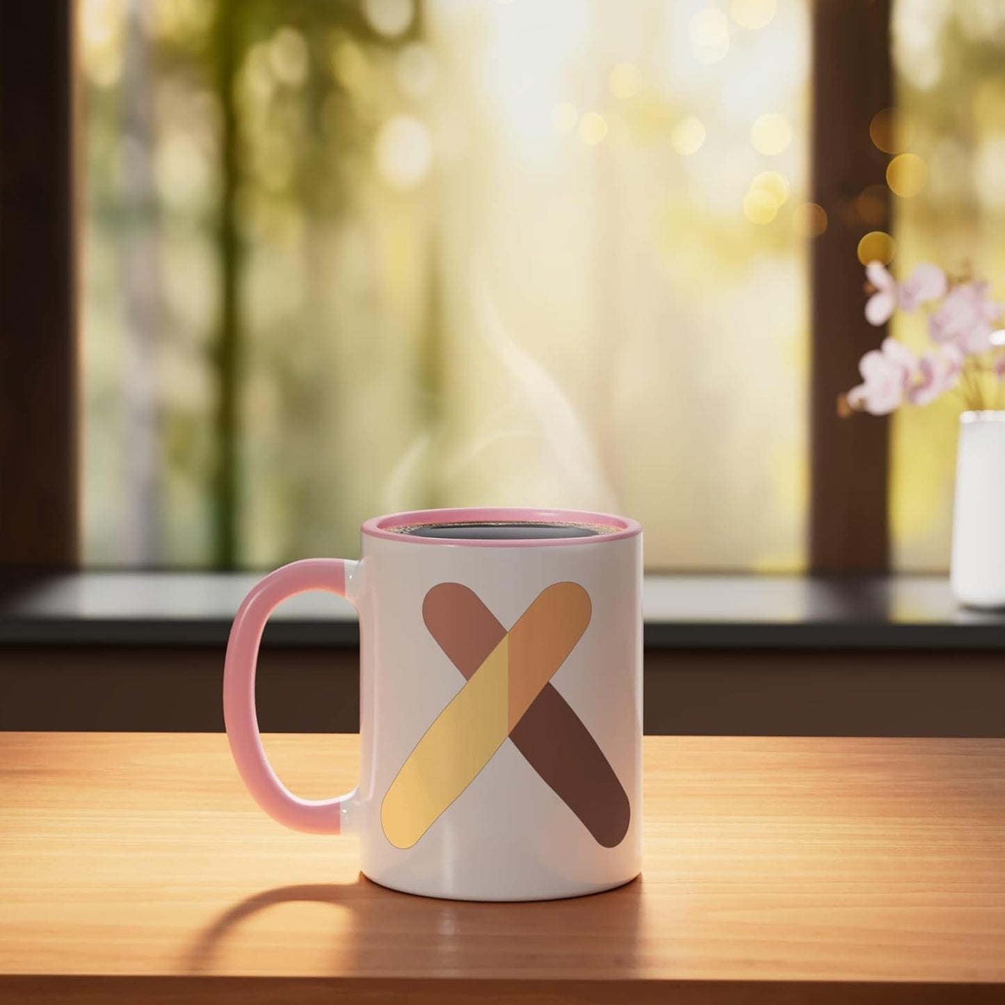 Taza cerámica brasileña cubana musical con claves pink/white