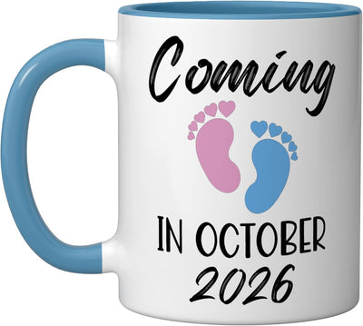 Taza de cerámica para baby shower niño niña azul blanco