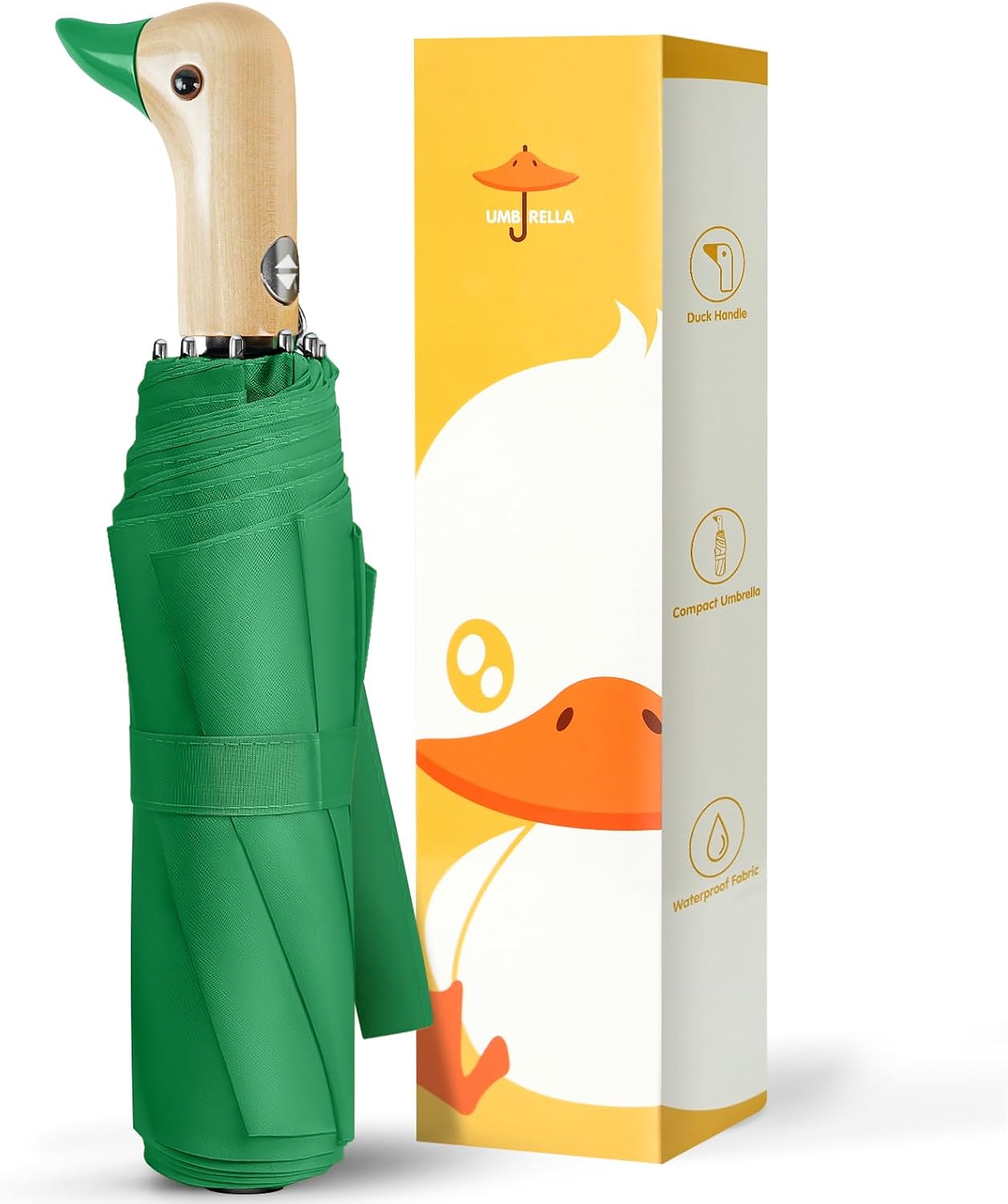 Paraguas automático mango pato plegable viaje madera regalo mujer