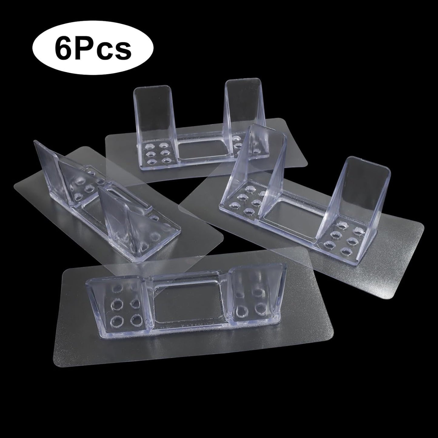Pack 6 soportes adhesivos plástico transparente cocina