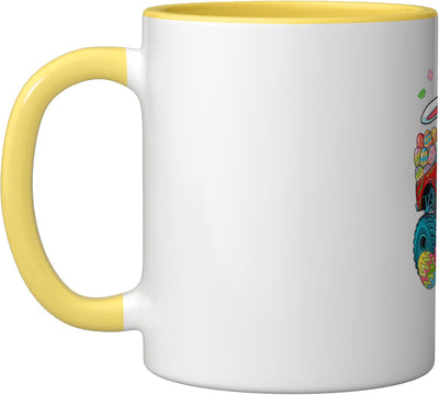 Taza Cerámica Oboe Conejo Pascua Amarillo/Blanco